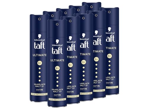 Schwarzkopf Taft Haarlack Ultimate (10 x 250ml), Haltegrad 5+ Haarstyling, Haarspray für alle Haartypen, Ultimativer Halt und Kristallglanz, vegane Formel*