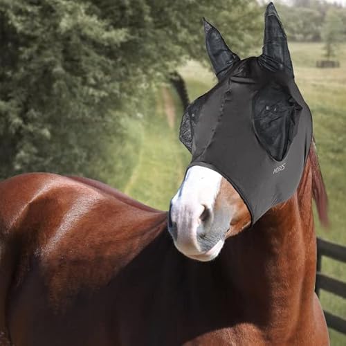 Horses, Fliegenmaske aus Lycra mit Netz Einsatz, Leichte und atmungsaktive Fliegenmaske, behindert Nicht das Sichtfeld des Pferdes, Augen- und Gehörschutz (Shetland, Grau)