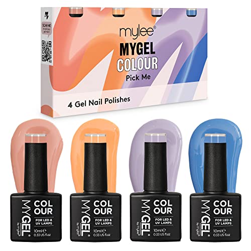 MyGel von MYLEE Pick Me Gel-Nagellack Set 4x10ml UV/LED Nail Art Maniküre Pediküre für den Professionellen Einsatz im Wohnzimmer und zu Hause - Langlebig und Einfach Anzuwenden