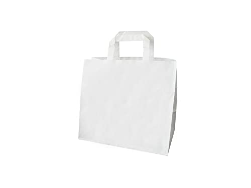 Carte Dozio - Shopper aus Kraft mit quadratischem Boden, weiß, flacher Griff, 26+17x25 cm, CF. 250 Stück