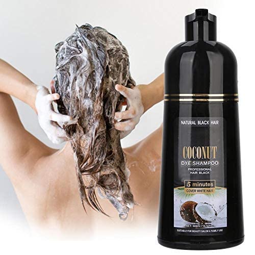 Schwarzes Haar Shampoo, 500ml Kokosnuss Ingwer Shampoo Schnelles Schwarzes Haar Haarfärbemittel Färbendes Shampoo