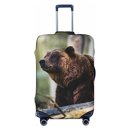 OPSREY Grizzly Gepäckabdeckung mit Bärenaufdruck, elastisch, waschbar, Kofferschutz für 53,3–81,3 cm, Schwarz , S