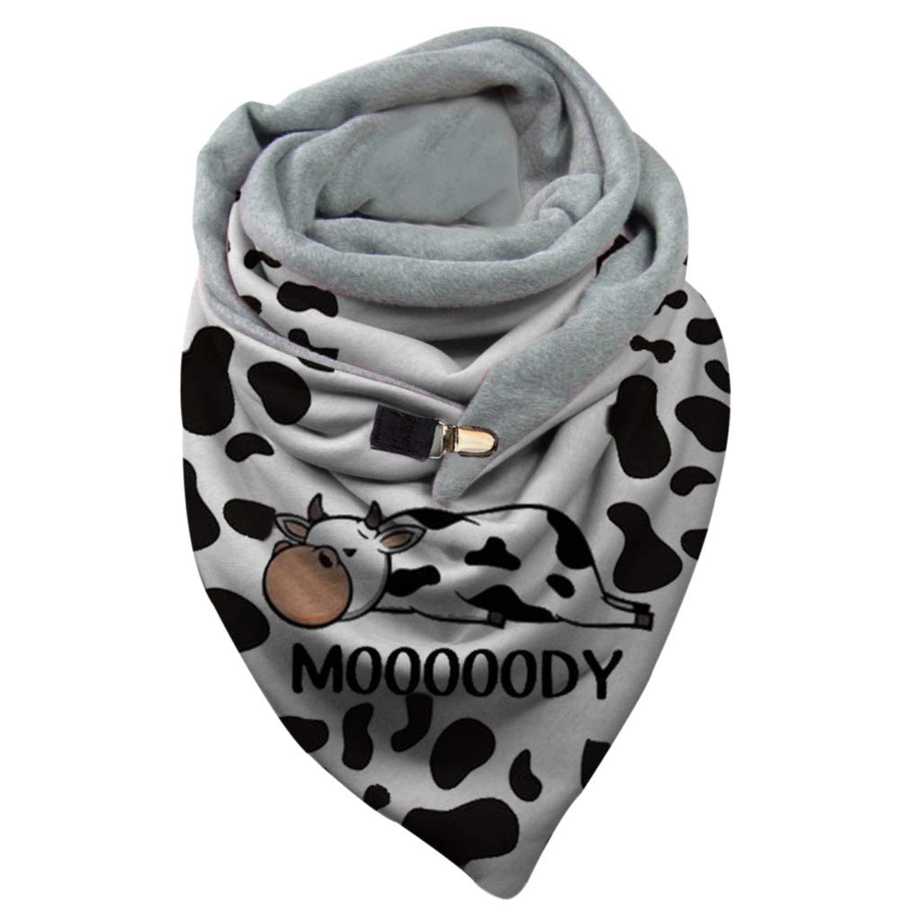 Baiyao Dreieckiger Schal für Damen, mit verstellbarem Clip, buntes Schmetterlings-, Kuh, Leoparden-Druck, dicker warmer Schal, Halswärmer, a, One size