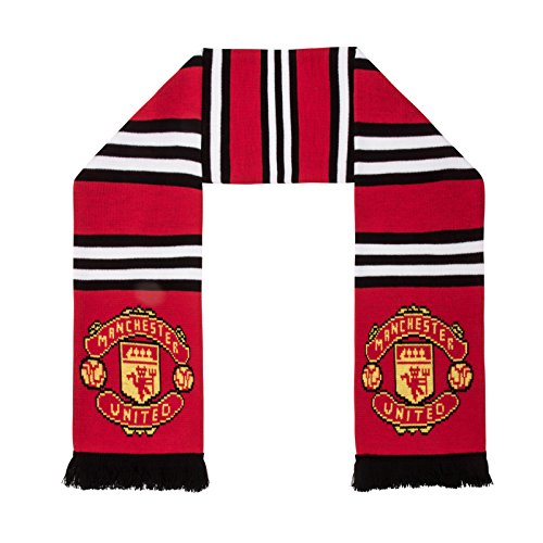 Manchester United FC - Strickschal - Offizielles Merchandise - Geschenk für Fußballfans - Jacquard-Muster - Rot gestreift