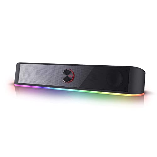 Redragon GS560 Adiemus RGB Desktop-Soundbar, 2.0-Kanal-Computerlautsprecher mit dynamischer Lichtleiste Audio-Light-Sync/Display, Touch-Control-Hintergrundbeleuchtung mit Lautstärkeregler, USB Kable