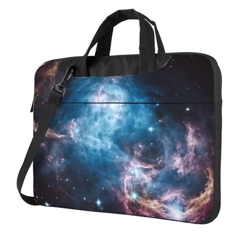Universe Galaxy Space Laptop-Umhängetasche, tragbare Laptoptasche, Umhängetasche, Aktentasche mit Tragegriff, Schwarz, 13 inch