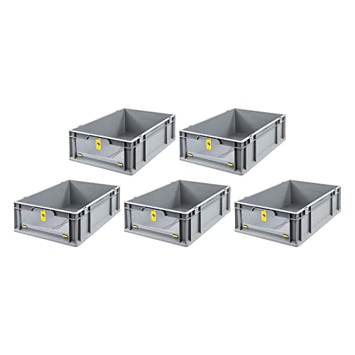 SuperSparSet 5x Eurobox NextGen Insight Cover | HxBxT 17x40x60 | 34 Liter | Niedrig/Gelb | Eurobehälter, Transportbox, Transportbehälter, Stapelbehälter