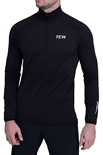 TCA Winter Run Herren Thermo Trainingsjacke mit Viertel-Reißverschluss - Black (Schwarz), M