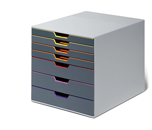 Durable 760727 Schubladenbox A4 (Varicolor) 7 Fächer (mit Etiketten zur Beschriftung) mehrfarbig