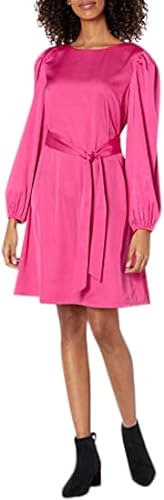 The Drop Stretch-Kleid für Damen, seidiger Stoff, mit Gürtel, Hot Pink (Rosa), von @shopdandy, XS