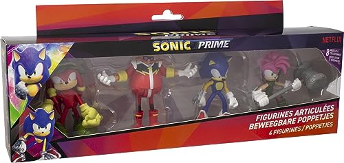 Lansay Sonic Prime – 4 Actionfiguren, 7,5 cm, zufälliges Modell, Cartoon-Figuren und Videospiele, ab 8 Jahren