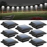 Uniquefire Schwarz Solarlampe 6 LEDs Dachrinnen Außenlampe Leuchte Wandlampe Solar für Garten, Terrasse, Fahrtweg, Höfe, Traufen (8 STK.)