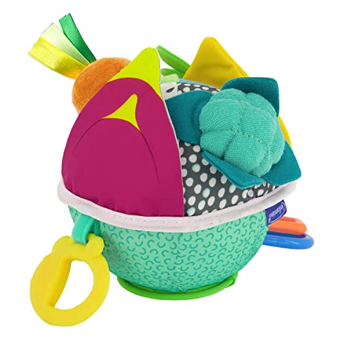 Infantino Busy Lil Sensory Ball - 9 Activities, Teether, Selfie Mirror, Rattle Sounds, Encourages Fine and Gross Motor Skill Development, for Babies 3M+