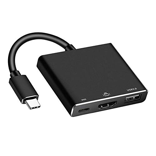 Leistungsstarker USB 3.1 Typ C Multiport-Adapter Konverter 4K HDMI 3 in 1 Hub USB 3.0 PD Aufladen (schwarz)