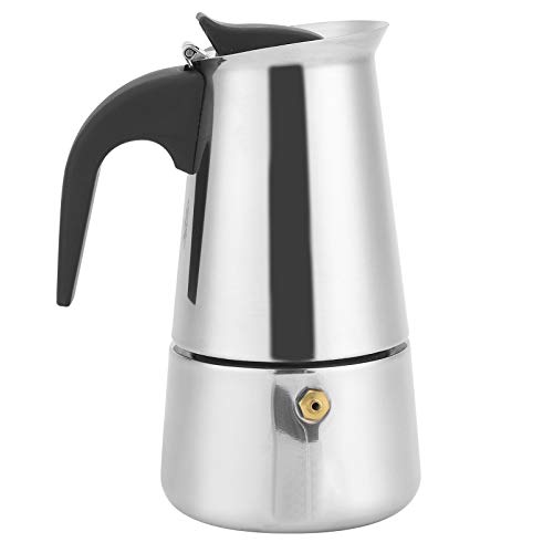 Edelstahl Espressomaschine - 200 ml/4 Tasse (Espressotasse = 50 ml) Herdplatte Kaffeemaschine Moka Kanne klassische Kaffeemaschine Geeignet für Induktionsherde