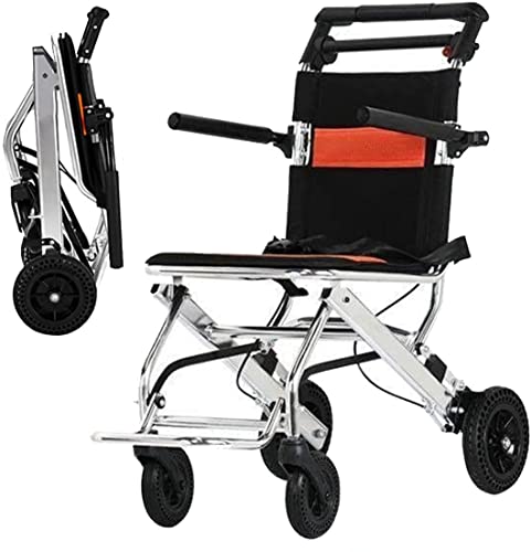 Ultraleichter Rollstuhl-Reiserollstuhl, zusammenklappbarer Transit-Reisestuhl mit Begleitperson, mit Schwenkarmlehne und Fußstütze, Kapazität 100 kg, für ältere behinderte Benutzer