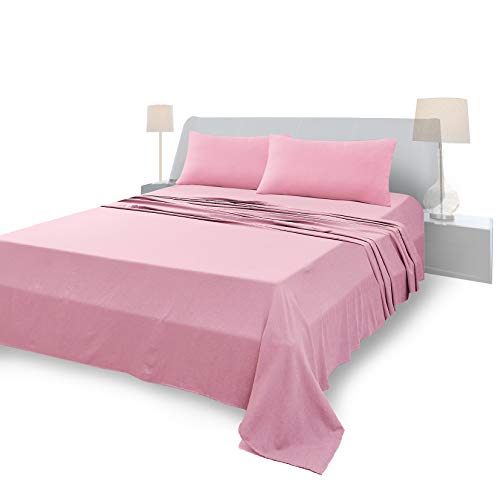 FARFALLAROSSA Bettwäsche-Set für Einzelbett aus 100 % Baumwolle, Spannbettlaken für Einzelbett 180 x 200 cm, Oberlaken 250 x 280 cm, 2 Kissenbezug 50 x 80 cm - Rosa