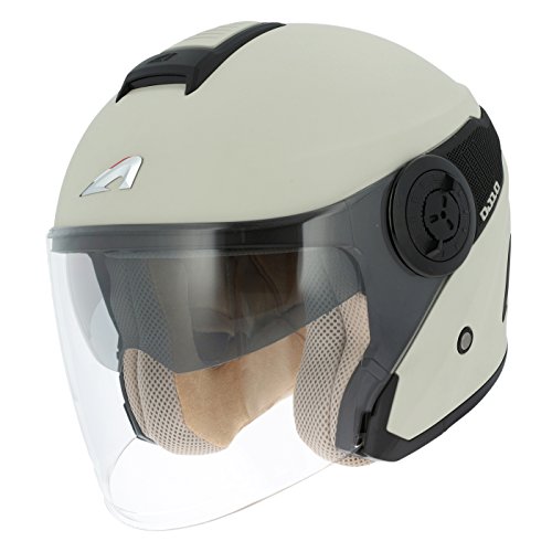 Astone Helmets - Casque jet DJ10-2 monocolor - Casque jet à écran long - Casque jet moderne en polycarbonate - matt cream/black XS