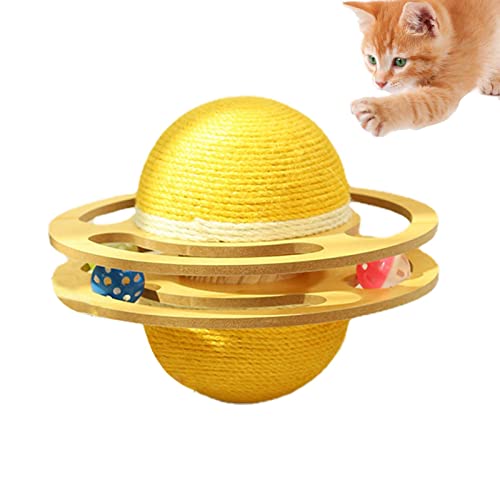 Youding Interaktiver Katzenspielzeugball - Planet Design Spielzeug für Hauskatzen - Intelligentes interaktives Katzenspielzeug mit natürlichem Sisalseil, automatisch beweglicher, hüpfender, rollender