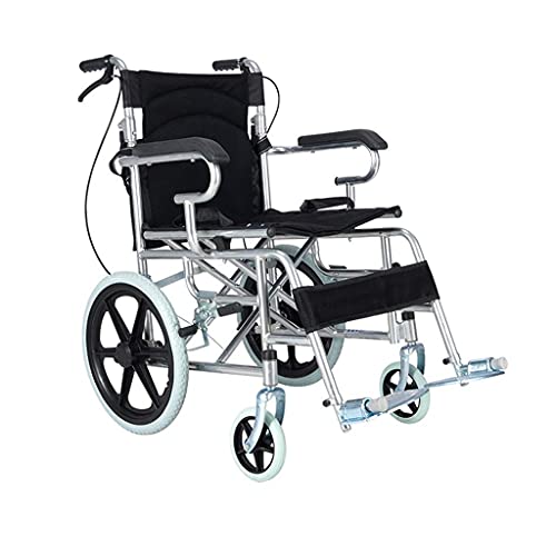 AOLI Faltbare tragbare Reise Rollstuhl, tragbare Behinderte Rollstuhl, Geeignet für Senioren, Behinderte, Medical Rollstuhl, Schwarz,Schwarz