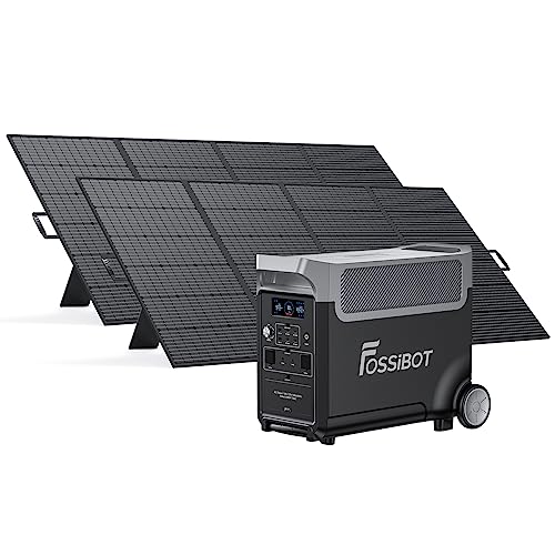 FOSSiBOT F3600 3840Wh LiFePO4 Tragbare Powerstation mit 2x420W Solarpanel, Solar Generator 3x230V AC Ausgang 3600W (7200W Peak), Stromspeicher, LED-Licht für Outdoor Camping, Wohnmobile, Reisen