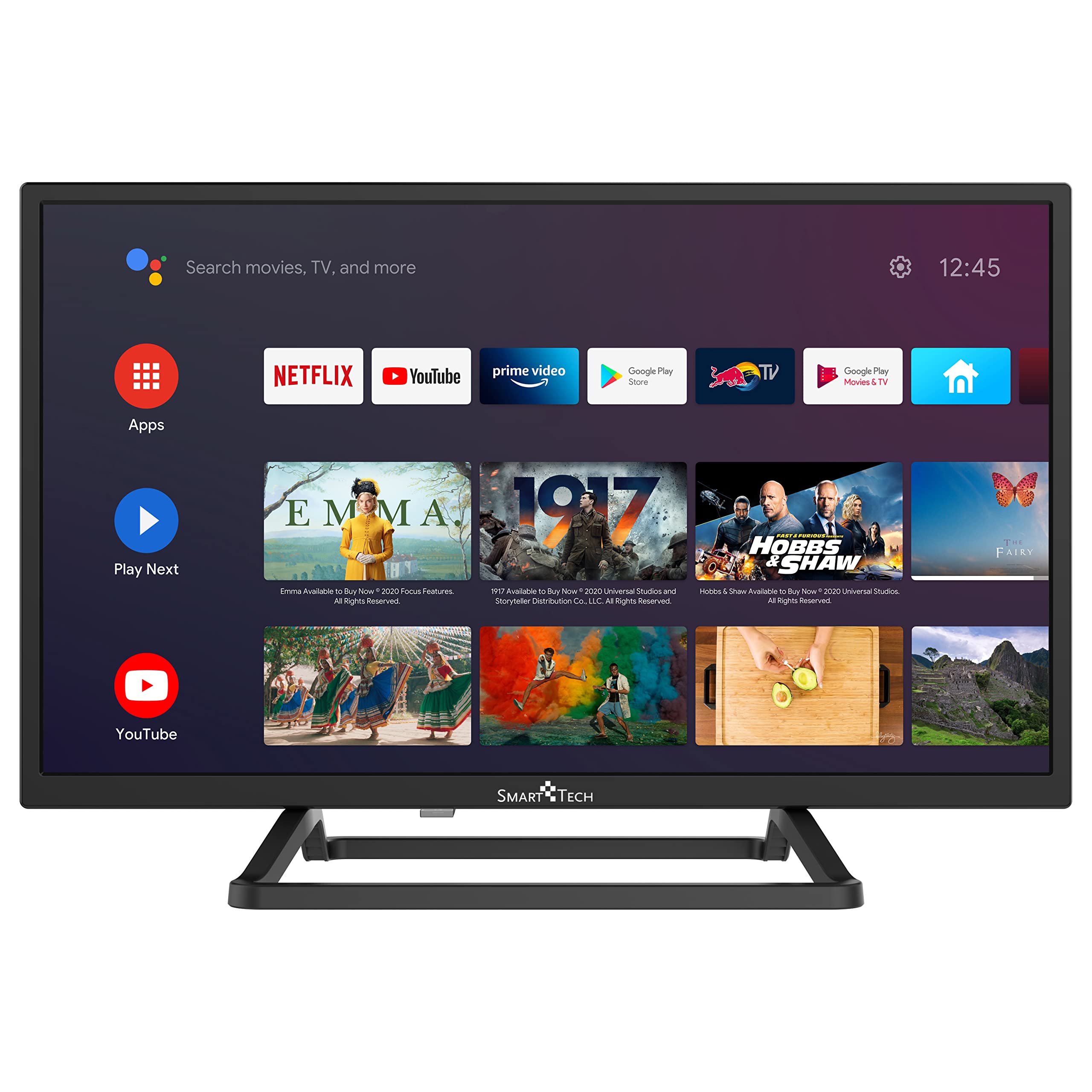 SMART TECH HD LED 24 inch (60 cm) Android 9.0 Smart TV 24HA10T3 (Google Assistant, Netflix, YouTube, Amazon Video)