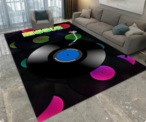 KIESEY Klassische Musik Plattenbereich Teppich, für Wohnzimmer Teppich Schlafzimmer Teppich, Küche Badezimmer rutschfeste Fußmatten 60x90cm
