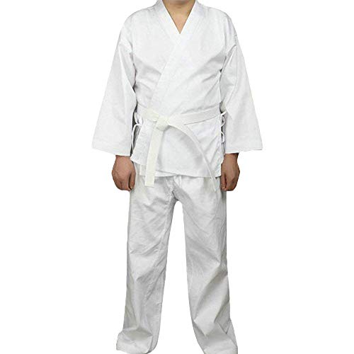 G-like Karate Judo Anzug Kleidung - Kampfkunst Judogi Aikido Keikogi Jiu Jitsu Taekwondo Bando Kung Fu Outfit Training Uniform Kostüm Set Jacke Hose Freier Gürtel für Männer Frauen Kinder (150 cm)