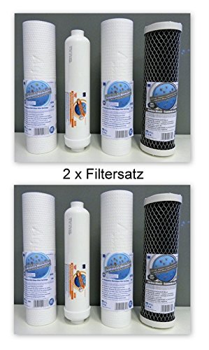 2 x Filtersatz für 5-stufige Umkehrosmose Wasserfilter 500 GPD / 300 GPD Osmose für 10 Zoll Standard Gehäuse