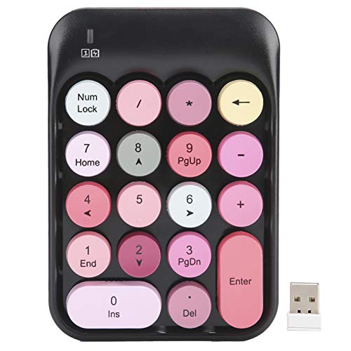 Kabellose Nummernblöcke, Numerische Tastatur 18-Tasten Schokoladen-Tastenkappe, Stummschalttaste, 2,4 GHz Drahtlose Verbindung, für Spielrichtungsumschaltung AK18 2,4 G(schwarz)