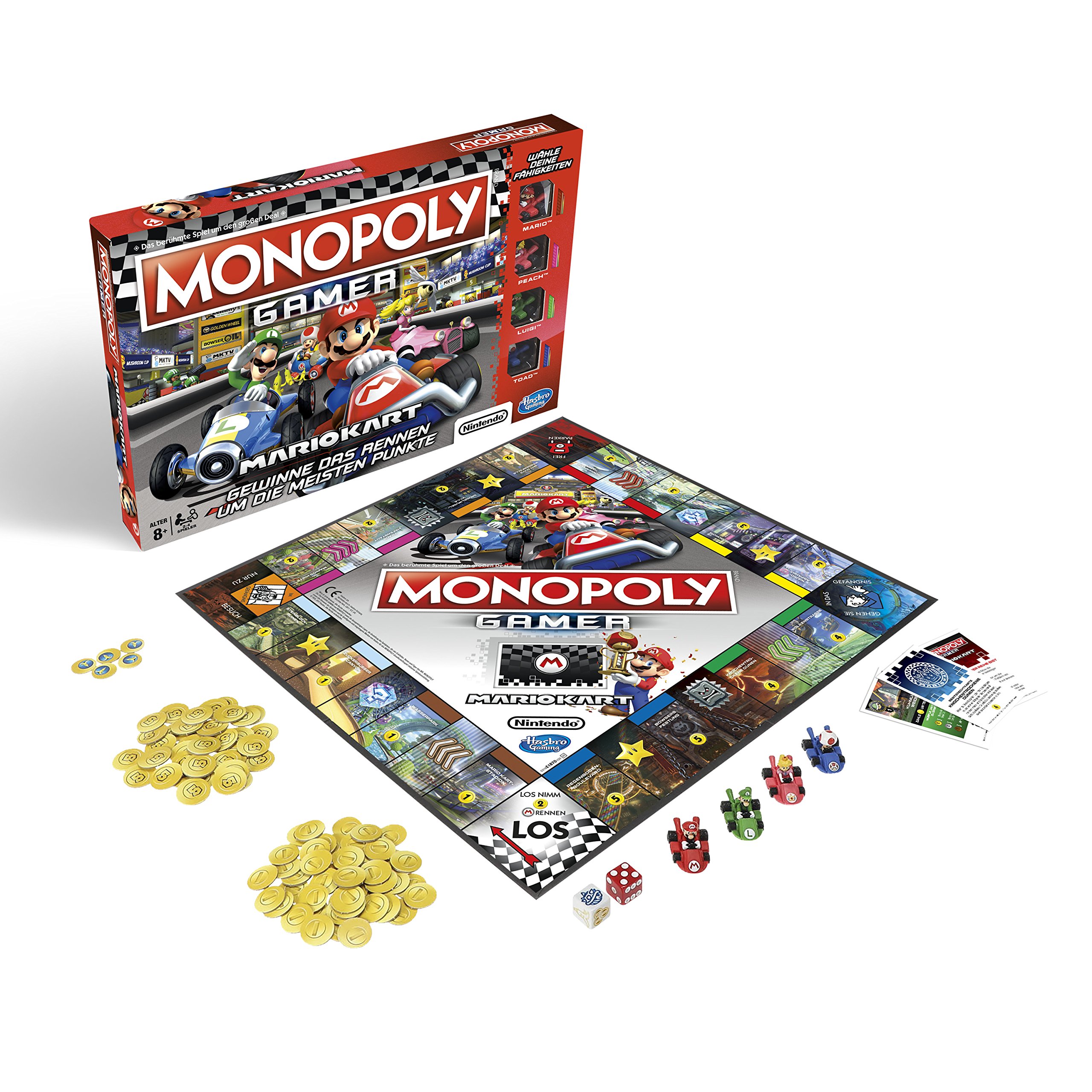 Monopoly Gamer Mario Kart, Gesellschaftsspiel für Erwachsene & Kinder, Familienspiel, der Klassiker der Brettspiele, Gemeinschaftsspiel für 2 - 4 Personen, ab 8 Jahren