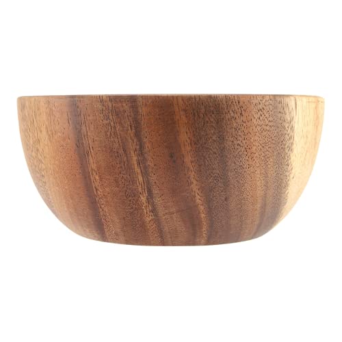 Holzschüssel, Holzschale, handgemachte solide Akazienholz Salatschüssel, hölzerne runde Schüssel Küchenutensilien für Salat Suppe Reis Obst(16 * 7 cm)