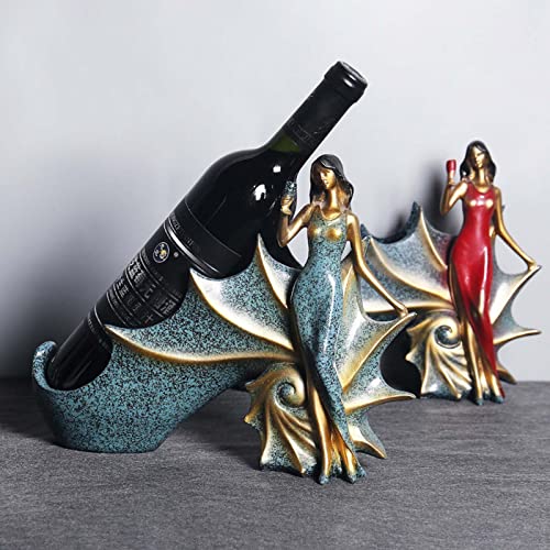 LUOFENG Lagerregal,nordisches Weinregal,Fan-Schönheitsstatue,Harzfigur,Champagnerflaschenhalter,Dekor