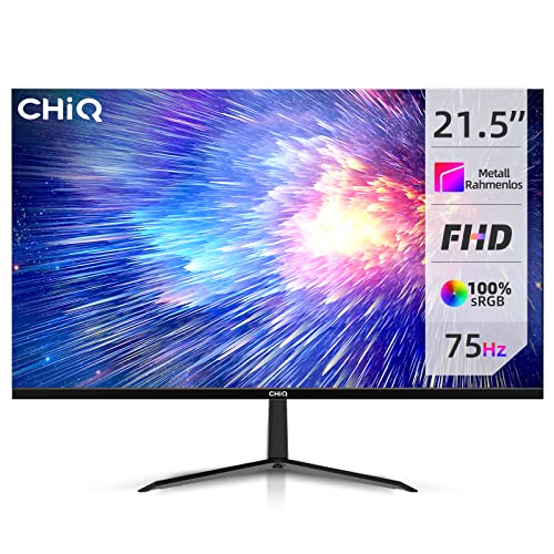 CHiQ 22P610FS 22 Zoll Full HD (1920x1080) Monitor,75Hz,ultradünn, Metallrahmenlos, 178° Blickwinkel, Neigungseinstellung, FreeSync/FPS,Gratis HDMI Kabel,HDMI/VGA/Audio-Ausgang