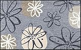 Erwin Müller Fußmatte Koblenz, Schmutzfangmatte, Fußabtreter rutschhemmend, Blumenmotiv - robust, langlebig, pflegeleicht, für Fußbodenheizung geeignet - grau/braun Größe 80x150 cm