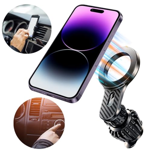 Fiorky Magnetischer Smartphone-Halter for Lüftungsschlitze, 360 drehbarer Autotelefonhalter, Flexibler Magnet-Clip-Halter for Lüftungsschlitze im Auto, kompatibel mit iPhone 15, 14, 13