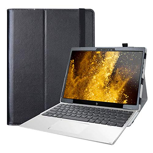 LiuShan Kompatibel mit HP Elite x2 G4 Tablet-Hülle, PU-Leder, schmal, zusammenklappbar, mit Standfunktion für HP Elite x2 G4 2-in-1 Tablet (nicht für 13,3 Zoll HP Elite x2 G4 Notebook), Schwarz