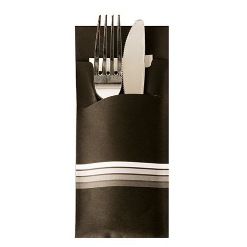 PAPSTAR Servietten-Tasche , Stripes, , schwarz / weiß