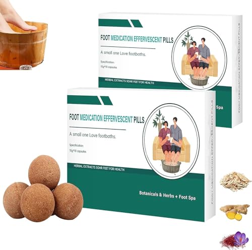 Foot Medication Effervescent Pills,Essential Oil Footbath Effervescent Tablets Natural Foot Bath Soak Relax Massage (2 Box)