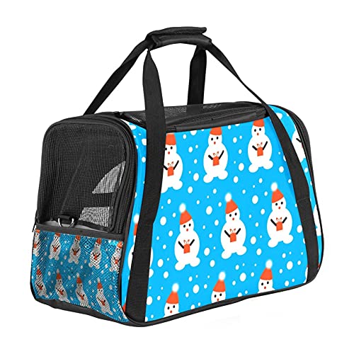 Haustier-Transporttasche mit Schneemann-Muster, weiche Seiten, für Katzen, Hunde, Welpen, bequem, tragbar, faltbar, für Fluggesellschaften zugelassen