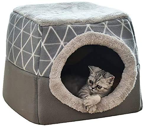 Sweelive Hundebett für Katzen, Hundebett mit abnehmbarem Kissen, Katzen, kleine Hundebetten, weich und bequem (XL, Grau)