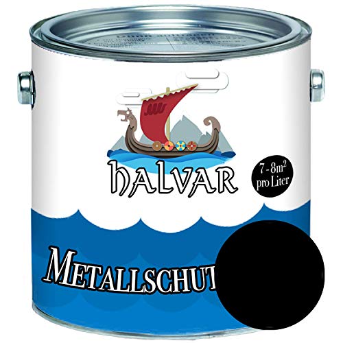 Halvar Metallschutzlack MATT Weiß/Grau/Schwarz RAL 9001-9018 Metallfarbe besonders robuster Kunstharzlack Wetterbeständig & perfekter Langzeitschutz Metall (1 L, RAL 9005 Schwarz)