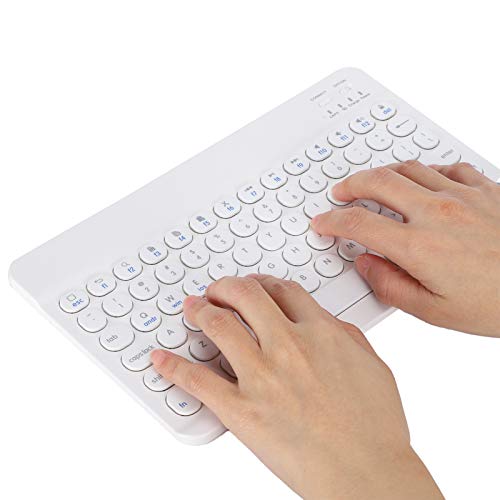 Drahtlose ultradünne Tastatur, Poratble Retro Punk Drahtlose Bluetooth-Tastatur mit Multifunktionstasten für Windows, OS X, Android-System(Weiß)