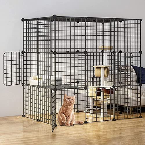 Katzengehege im Freien – Kaninchen-Laufstall, kleines Haustiergehege aus Kunststoff, DIY, erweiterbarer Laufstall, Käfig
