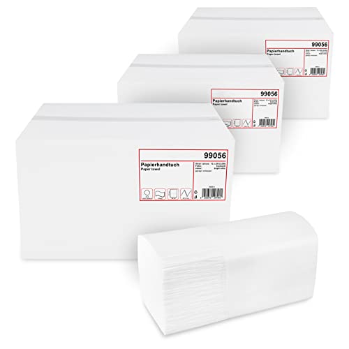 Quicky Papierhandtücher für Spender | Zellstoff hochweiß, 2-lagig, 25 x 23 cm | 9.000 Blatt verpackt in 36 x 250 Blatt | praktischer V-Falz für Handtuchspender in Toiletten, Büros, Praxen und Studios