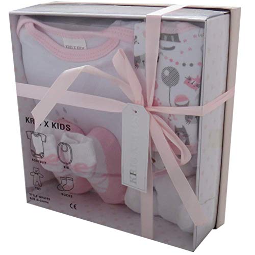 Baby-Geschenkset, 0–3 Monate, in Geschenkbox, 4-teilig,erhältlich in blau, pink, zitronengelb oder weiß. Gr. Neugeborene, Pink set