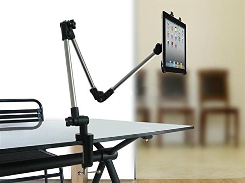 SYSTEM-S Universal Tisch Halter Halterung Haltearm Tischhalterung Verstellbar für Tablet PC’s (ca. 14 cm - 25,1 cm) 12,2 Zoll Tablet PC eBook Reader