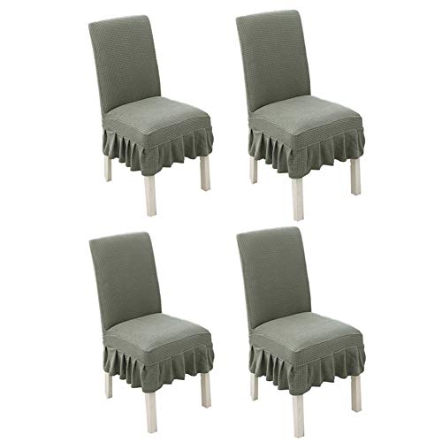 Shulishishop Stretch stuhlhussen kaufen Stuhlbezüge Stuhl abdeckungen für esszimmer Einfach fit Stuhl abdeckungen Esszimmer Stuhl Kissen Sitzbezüge für stühle Set of 4,Green