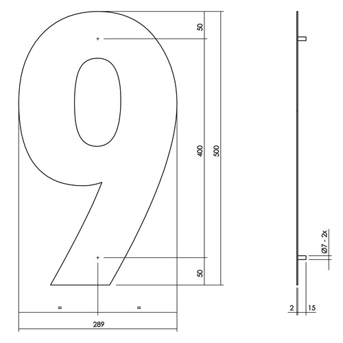 Intersteel Hausnummer, Nummer 9 XXL , mattschwarz, Stahl