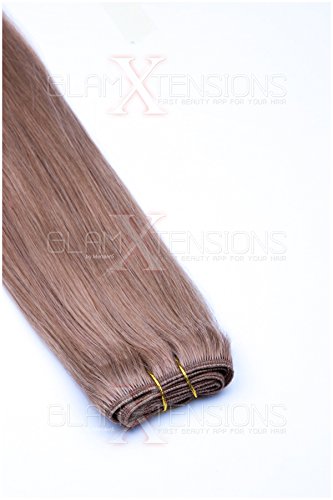 Weft Extensions Echthaar Tresse GlamXtensions glatt 100% Remy indisches Echthaar Human Hair - 70cm in der Farbe #18 Dunkelblond - Haarverlängerung Haarverdichtung zum Einnähen